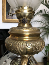Grande lampe à pétrole en bronze doré Napoléon III dragon chimère