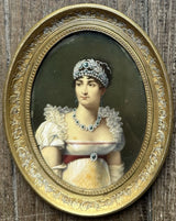 Tableau Ancien Miniature Portrait Impératrice Joséphine Sacre Napoléon Peinture