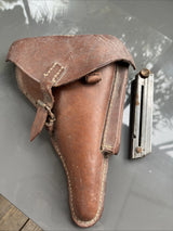 Etui Holster En Cuir Rigide Pour Luger P08 ( P 08 ) Brun Brown Ww2