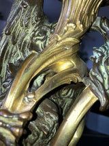 Grande lampe à pétrole en bronze doré Napoléon III dragon chimère