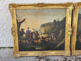 Paire de Tableaux – Peintures du XIXᵉ Siècle – Avec Cadres Dorés