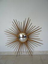 Ancien Miroir Soleil Chaty Vallauris Bombé Sorcière
