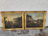 Paire de Tableaux – Peintures du XIXᵉ Siècle – Avec Cadres Dorés