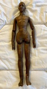 Ancien Mannequin D’artiste En Bois Articulé Sculpté Xix