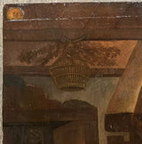Tableau Ancien Flamand 17ème Scène de Taverne Auberge Peinture Cachet Cire Russe