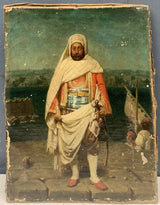 Tableau Ancien Huile Portrait Guerrier Arabe Paysage Orientaliste XIXe Nanteuil