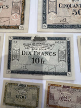 Lot Billets Bon Pour Régie Des Chemin De Fer Des Territoires Occupés Ancien