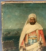 Tableau Ancien Huile Portrait Guerrier Arabe Paysage Orientaliste XIXe Nanteuil