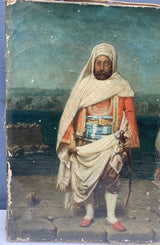 Tableau Ancien Huile Portrait Guerrier Arabe Paysage Orientaliste XIXe Nanteuil